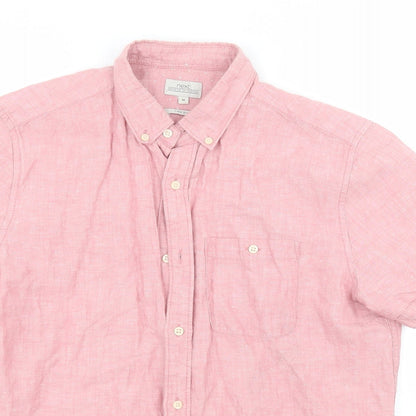 NEXT Womens Pink  Linen Basic Button-Up Size M Collared