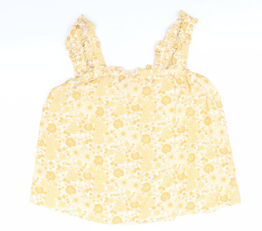 Papaya Womens Orange Floral Polyester Basic Tank Size 16 Off the Shoulder