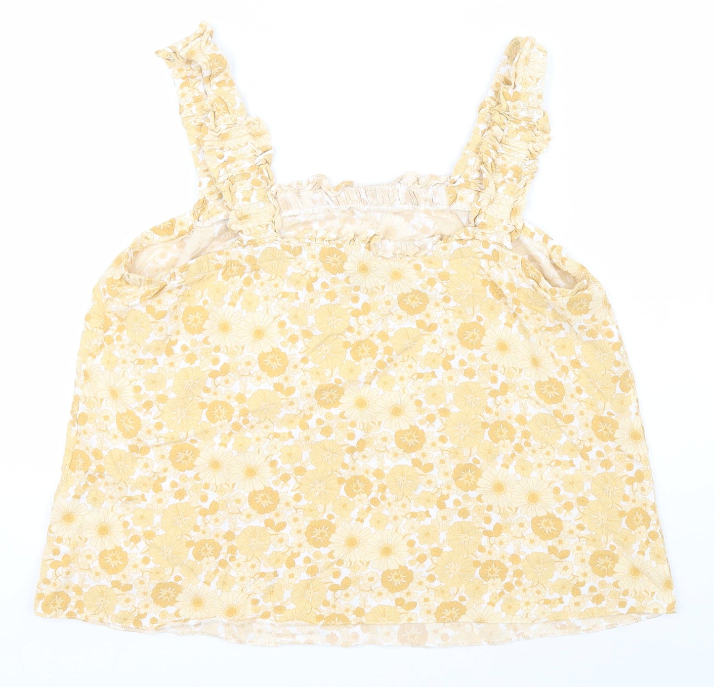 Papaya Womens Orange Floral Polyester Basic Tank Size 16 Off the Shoulder