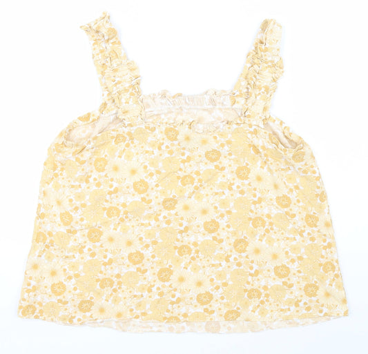 Papaya Womens Orange Floral Polyester Basic Tank Size 16 Off the Shoulder