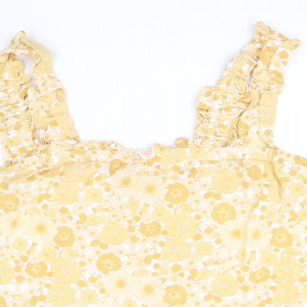 Papaya Womens Orange Floral Polyester Basic Tank Size 16 Off the Shoulder