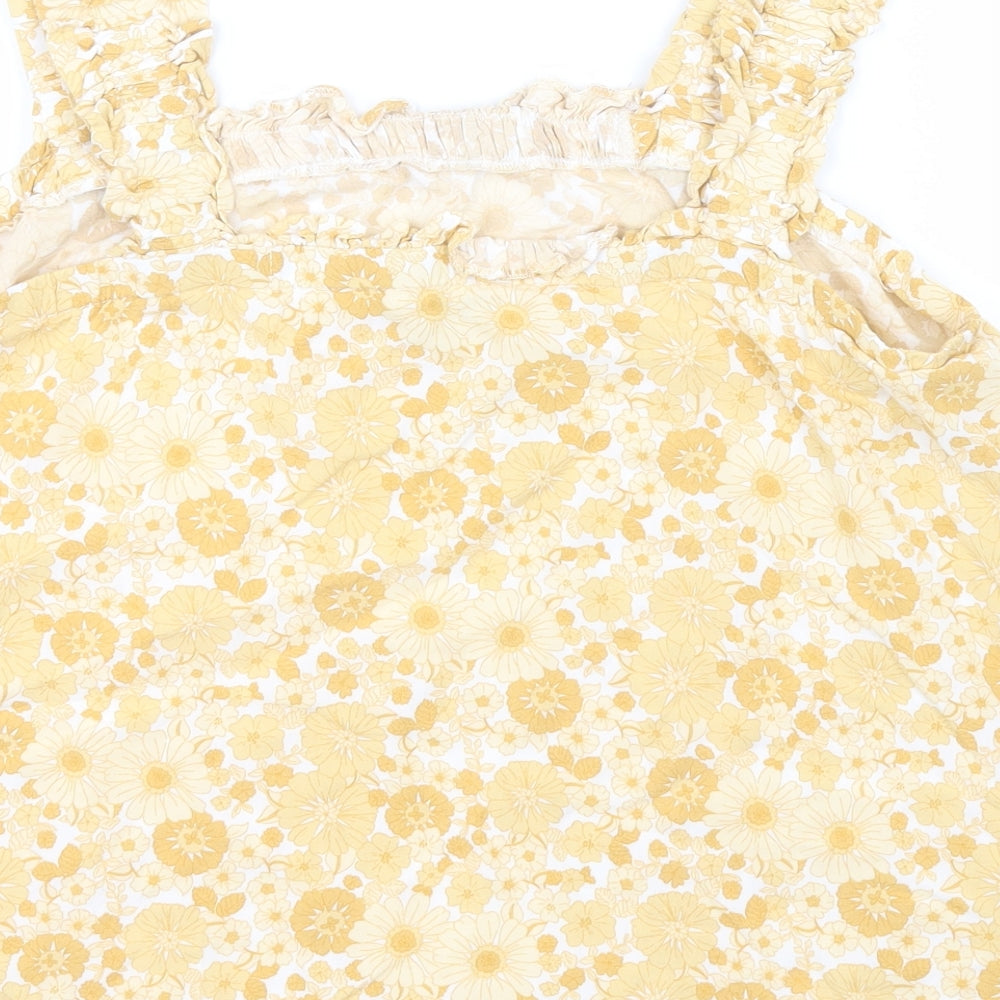 Papaya Womens Orange Floral Polyester Basic Tank Size 16 Off the Shoulder