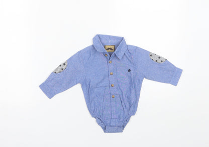 Little Gent Baby Blue  Cotton Romper One-Piece Size 0-3 Months