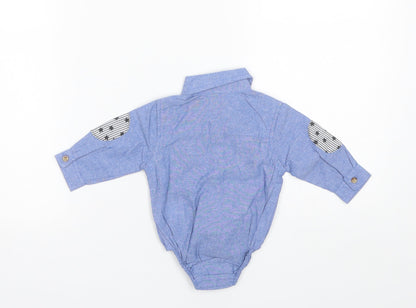 Little Gent Baby Blue  Cotton Romper One-Piece Size 0-3 Months