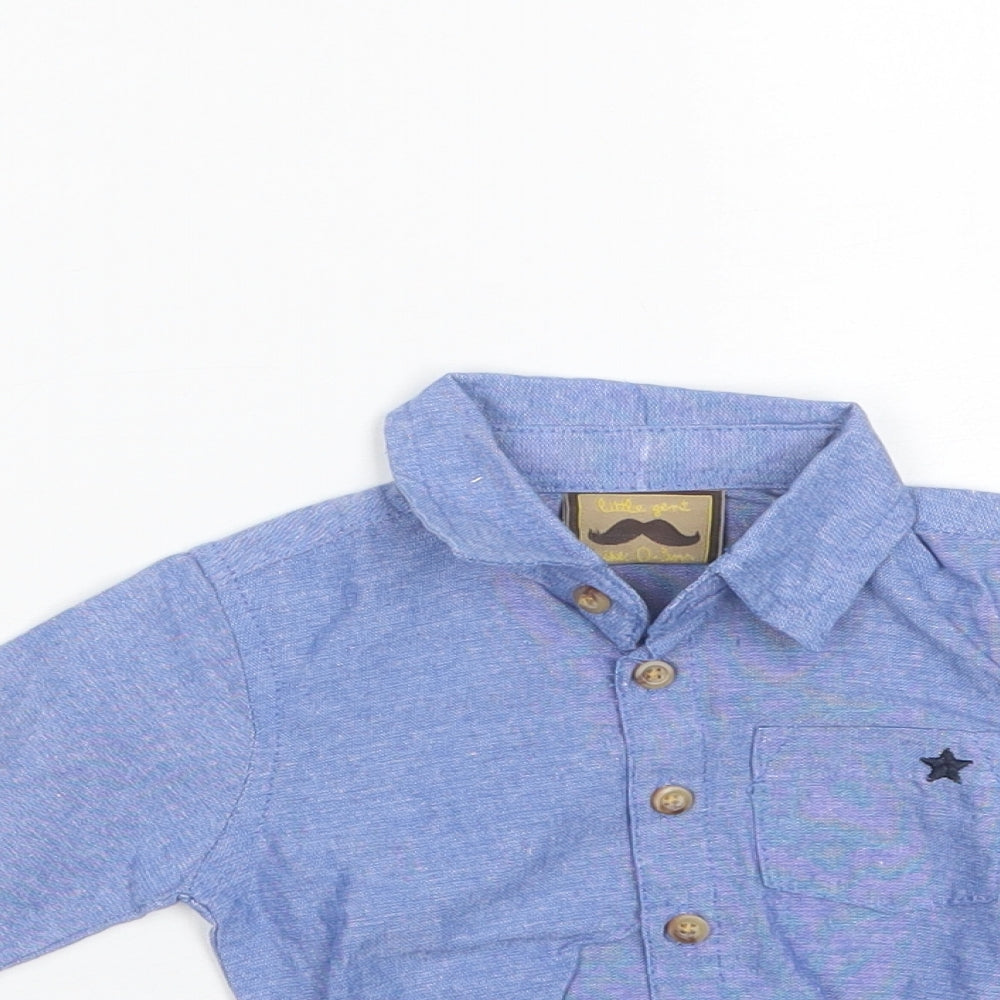 Little Gent Baby Blue  Cotton Romper One-Piece Size 0-3 Months