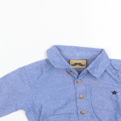Little Gent Baby Blue  Cotton Romper One-Piece Size 0-3 Months