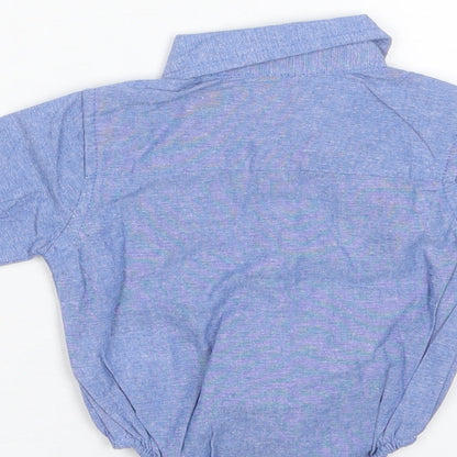 Little Gent Baby Blue  Cotton Romper One-Piece Size 0-3 Months