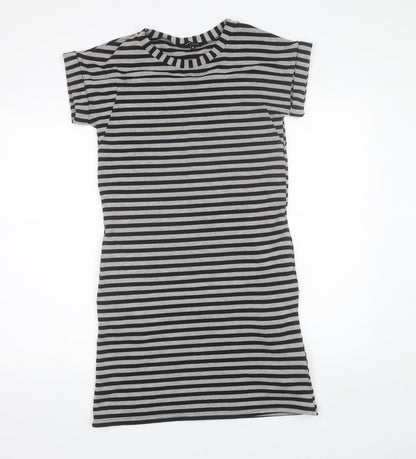 New Look Womens Black Striped Polyester Shift  Size 6  Round Neck