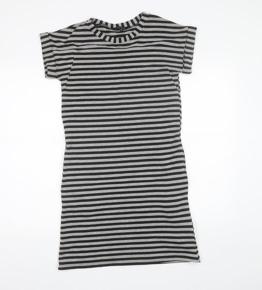 New Look Womens Black Striped Polyester Shift  Size 6  Round Neck