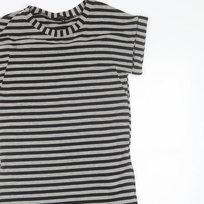 New Look Womens Black Striped Polyester Shift  Size 6  Round Neck