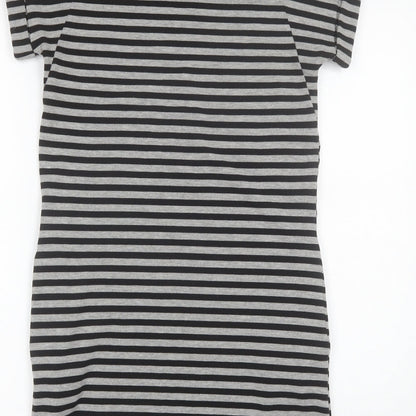 New Look Womens Black Striped Polyester Shift  Size 6  Round Neck