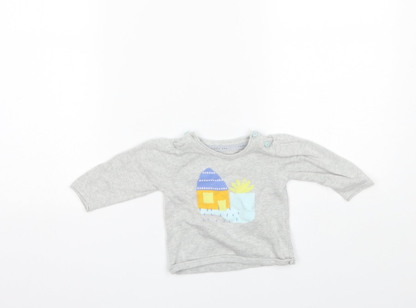 Marks and Spencer Baby Grey  Cotton Pullover Jumper Size 6-9 Months
