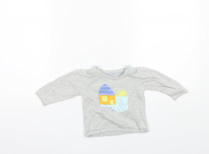 Marks and Spencer Baby Grey  Cotton Pullover Jumper Size 6-9 Months