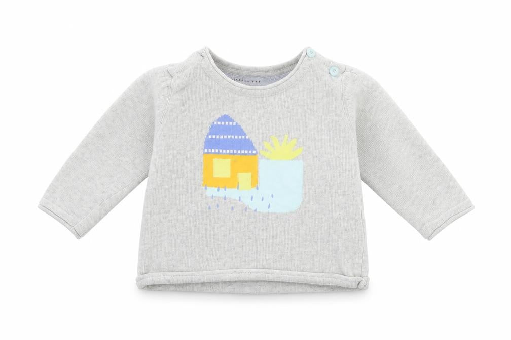 Front view of Marks & Spencer Baby Grey Cotton jumper, size 6-9, Months