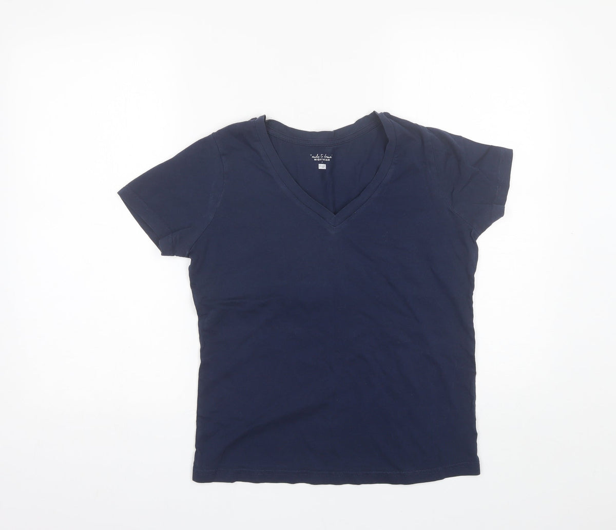 Additional front view of F&F women’s blue solid cotton top pyjama top, size UK 8