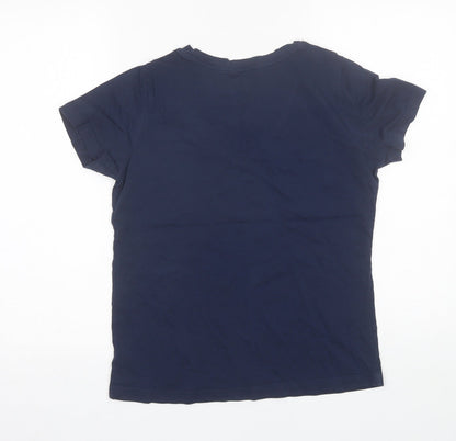 Back view of F&F women’s blue solid cotton top pyjama top, size UK 8