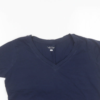 Close-up detail of F&F women’s blue solid cotton top pyjama top, size UK 8
