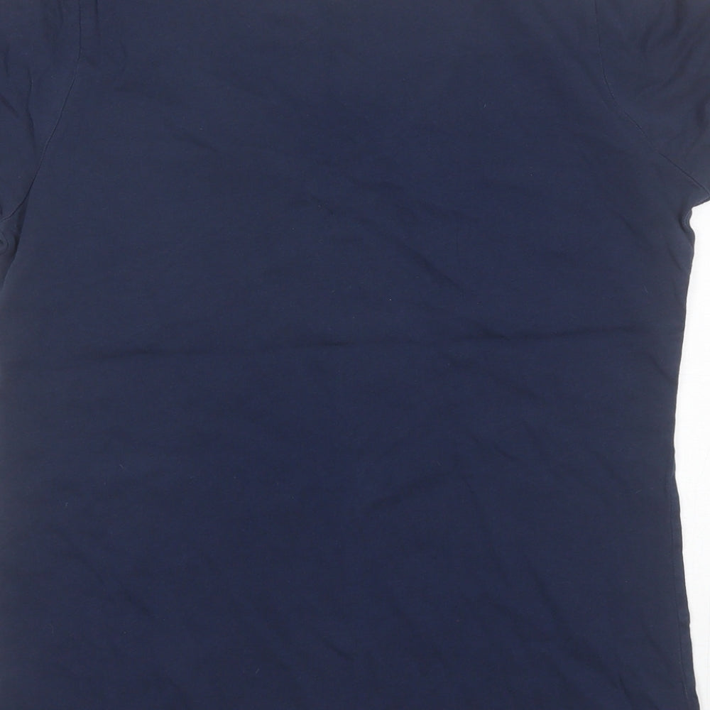 Brand and care label for F&F women’s blue solid cotton top pyjama top, size UK 8