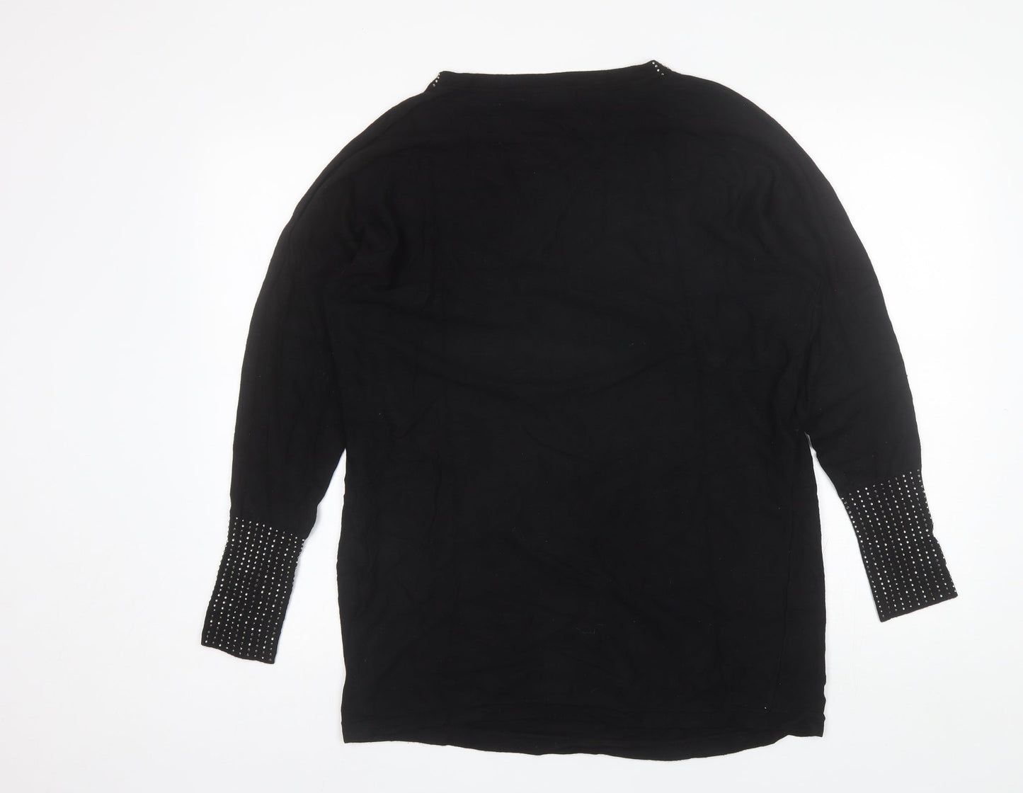 Evans Womens Black Round Neck  Viscose Pullover Jumper Size 14