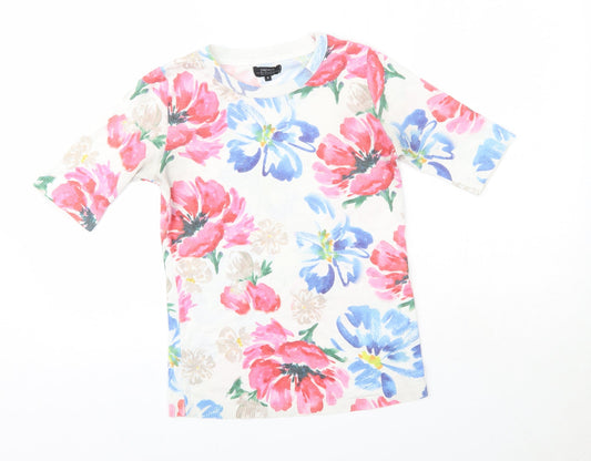 Matalan Womens Multicoloured Floral Polyester Basic Blouse Size 8 Round Neck