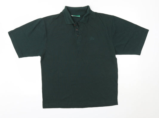 Quality FM Casuals Mens Green  Polyester  Polo Size M Collared