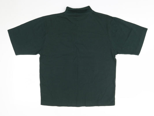 Quality FM Casuals Mens Green  Polyester  Polo Size M Collared