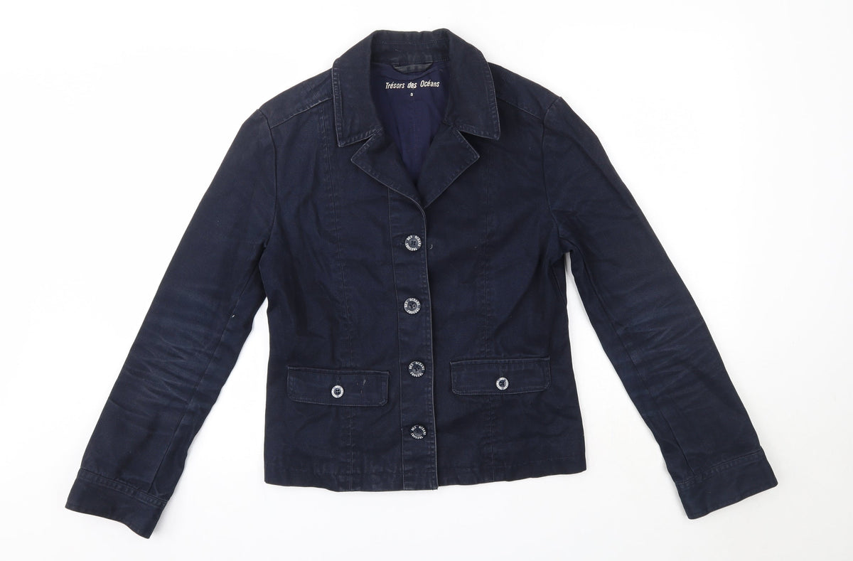 Additional front view of Tresors de Oceans women’s blue jacket, size S