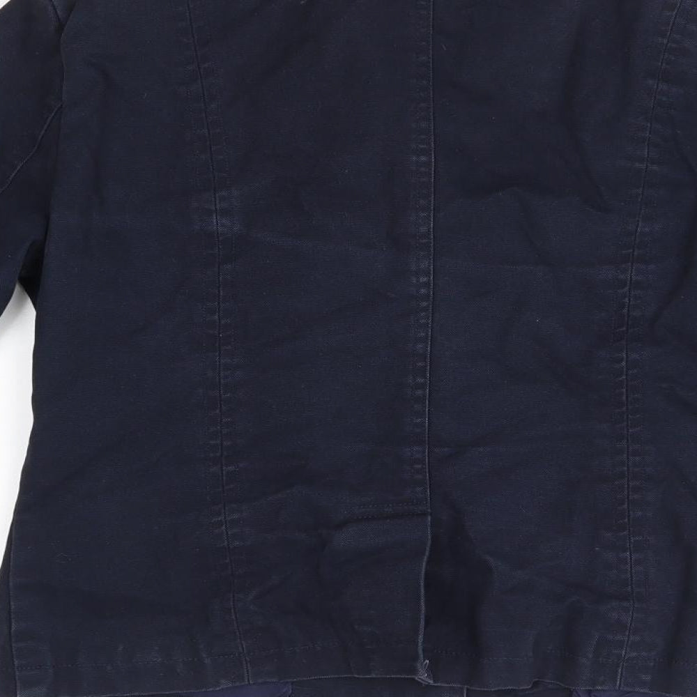 Brand and care label for Tresors de Oceans women’s blue jacket, size S
