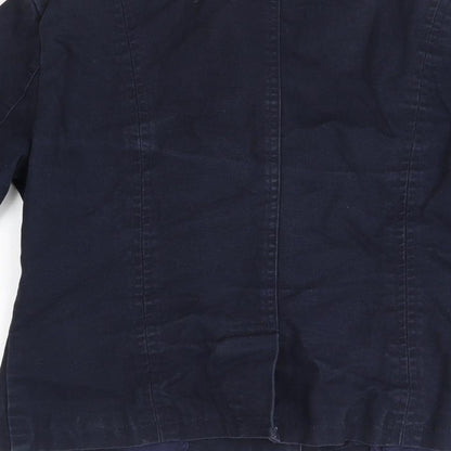 Brand and care label for Tresors de Oceans women’s blue jacket, size S