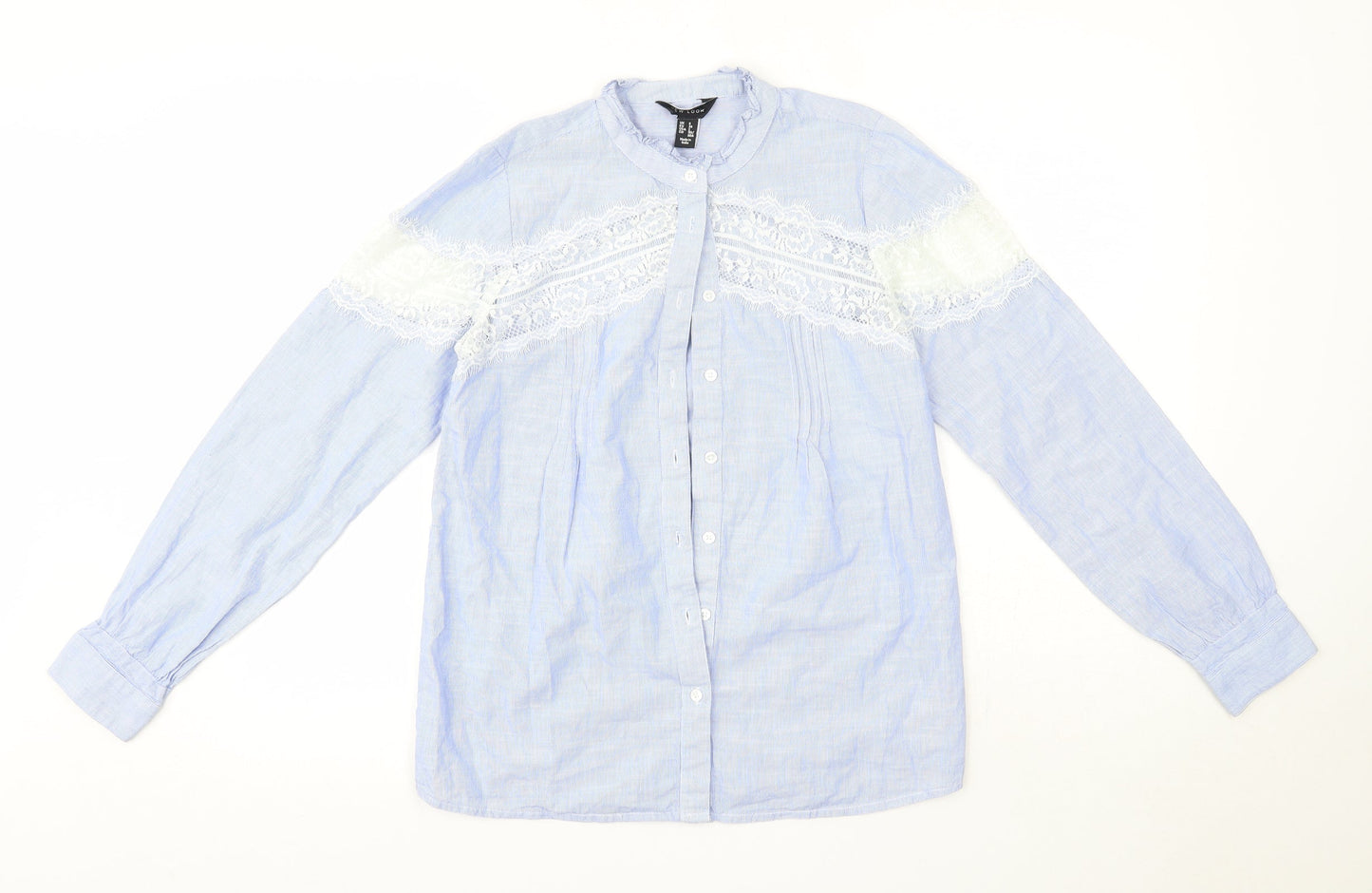 Womens UK Size 6 New Look Blue Basic Button-Up