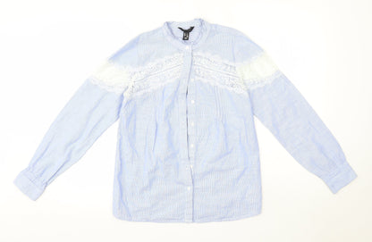Womens UK Size 6 New Look Blue Basic Button-Up