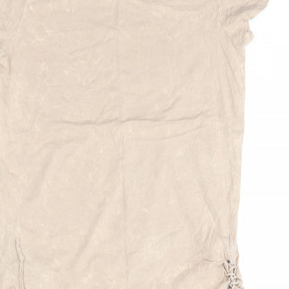 Primark Womens Brown  100% Cotton Basic Blouse Size 8 Round Neck