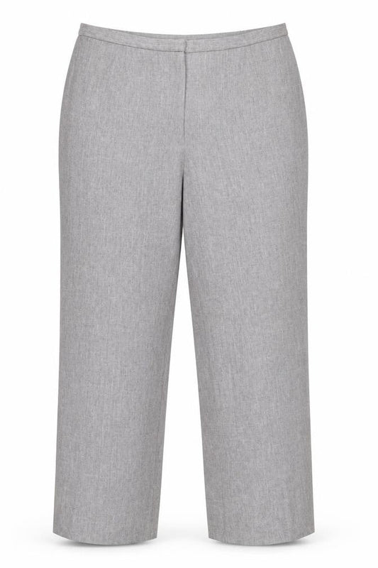 Front view of Agenda women’s grey polyester dress pants trousers, size UK 18, 28-inch leg regular