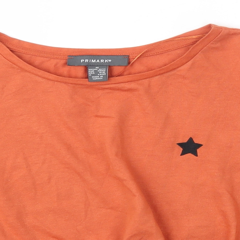 Primark Womens Orange  Polyester Basic Blouse Size M Round Neck