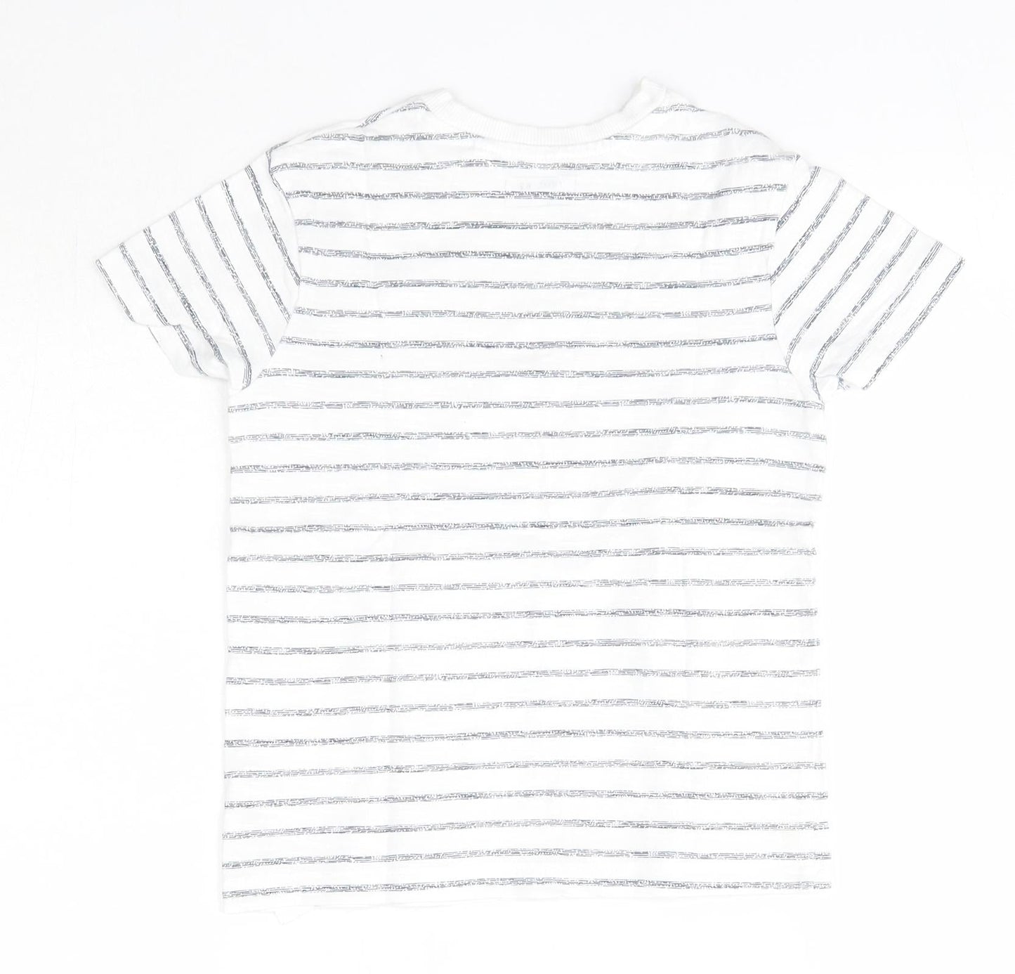 NEXT Boys White Striped 100% Cotton Basic T-Shirt Size 4 Years Round Neck