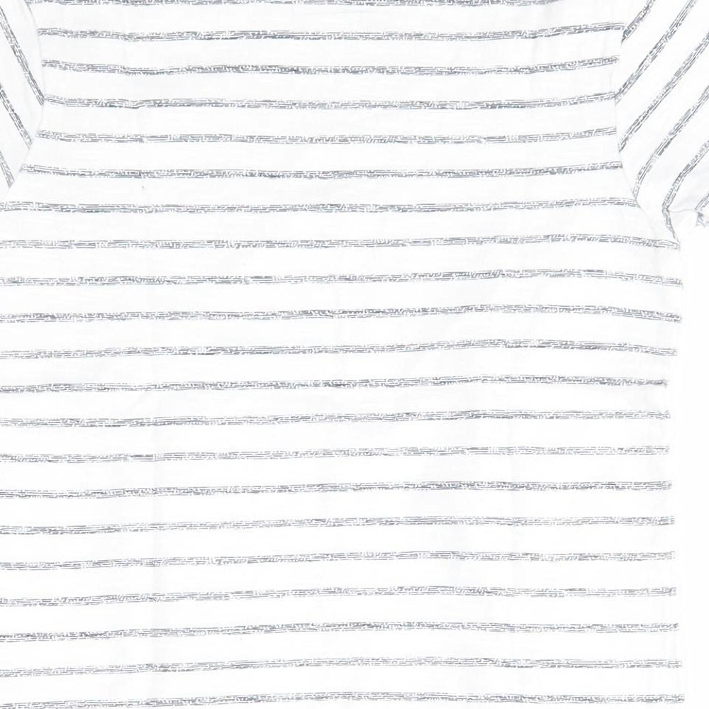 NEXT Boys White Striped 100% Cotton Basic T-Shirt Size 4 Years Round Neck