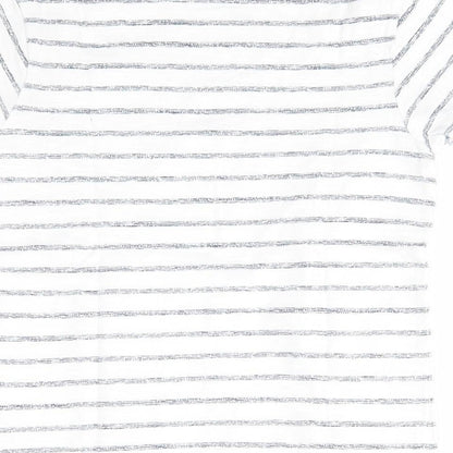 NEXT Boys White Striped 100% Cotton Basic T-Shirt Size 4 Years Round Neck
