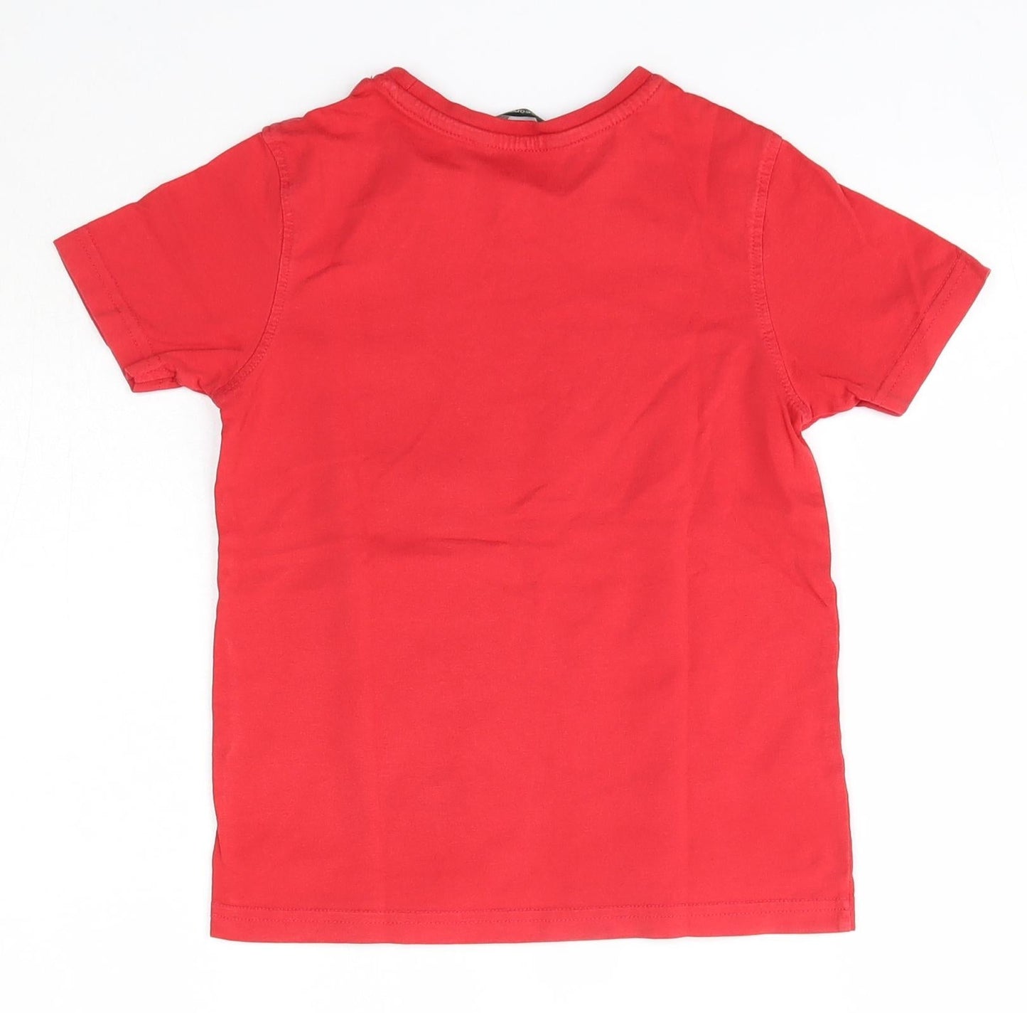George Boys Red  100% Cotton Basic T-Shirt Size 6-7 Years Round Neck