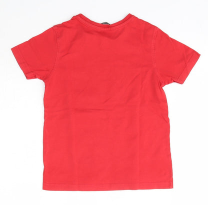 George Boys Red  100% Cotton Basic T-Shirt Size 6-7 Years Round Neck