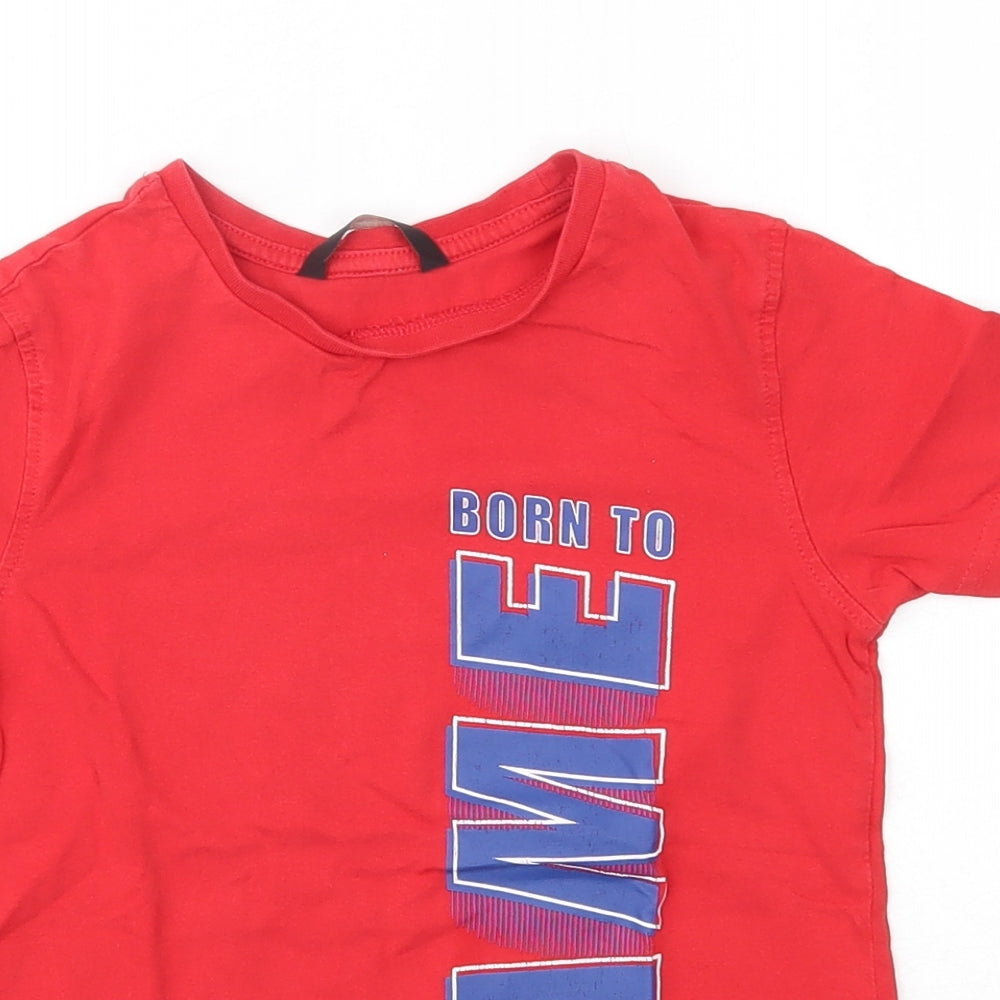 George Boys Red  100% Cotton Basic T-Shirt Size 6-7 Years Round Neck