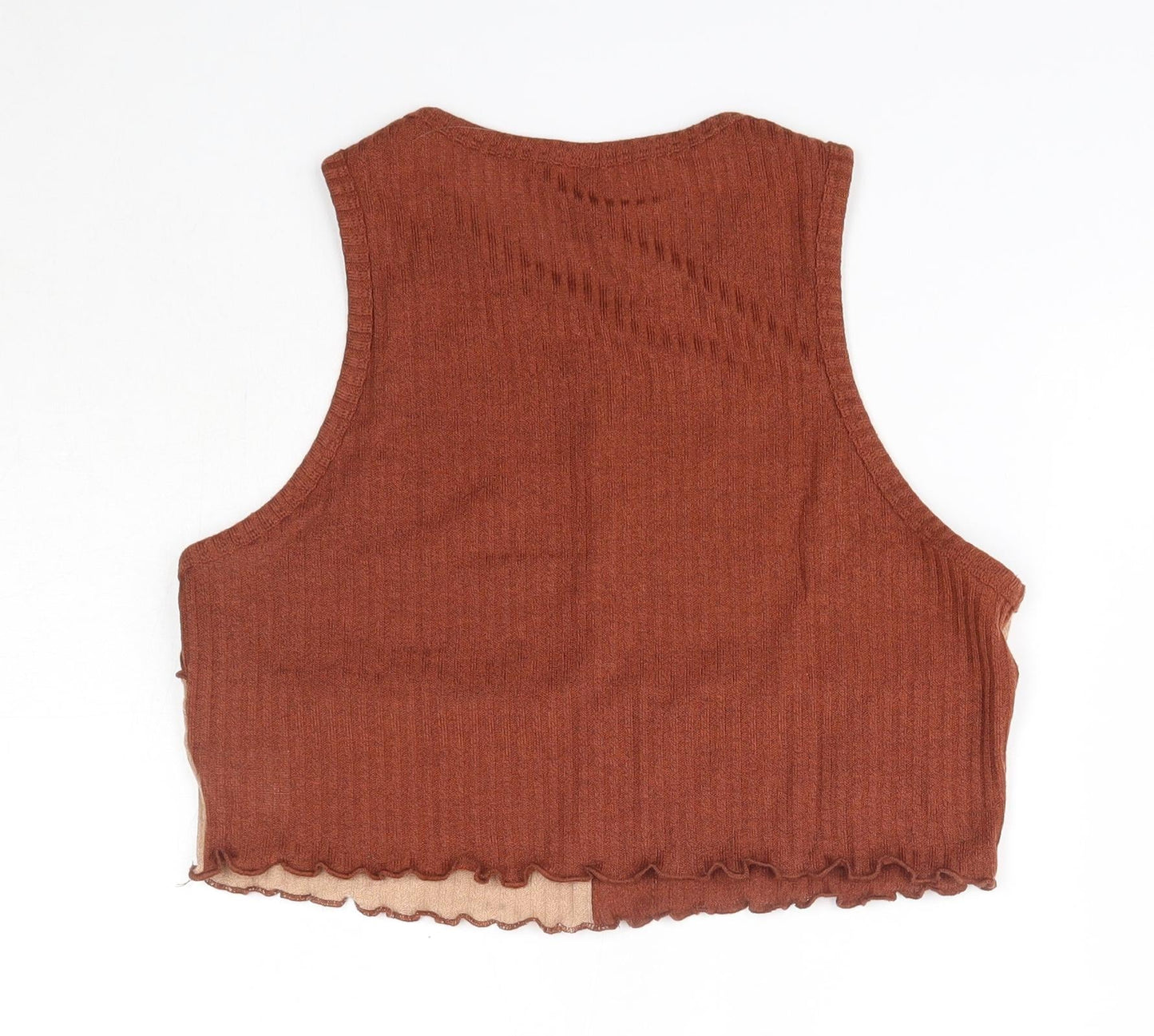 SheIn Womens Brown  Polyester Basic Tank Size L Round Neck