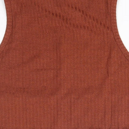 SheIn Womens Brown  Polyester Basic Tank Size L Round Neck