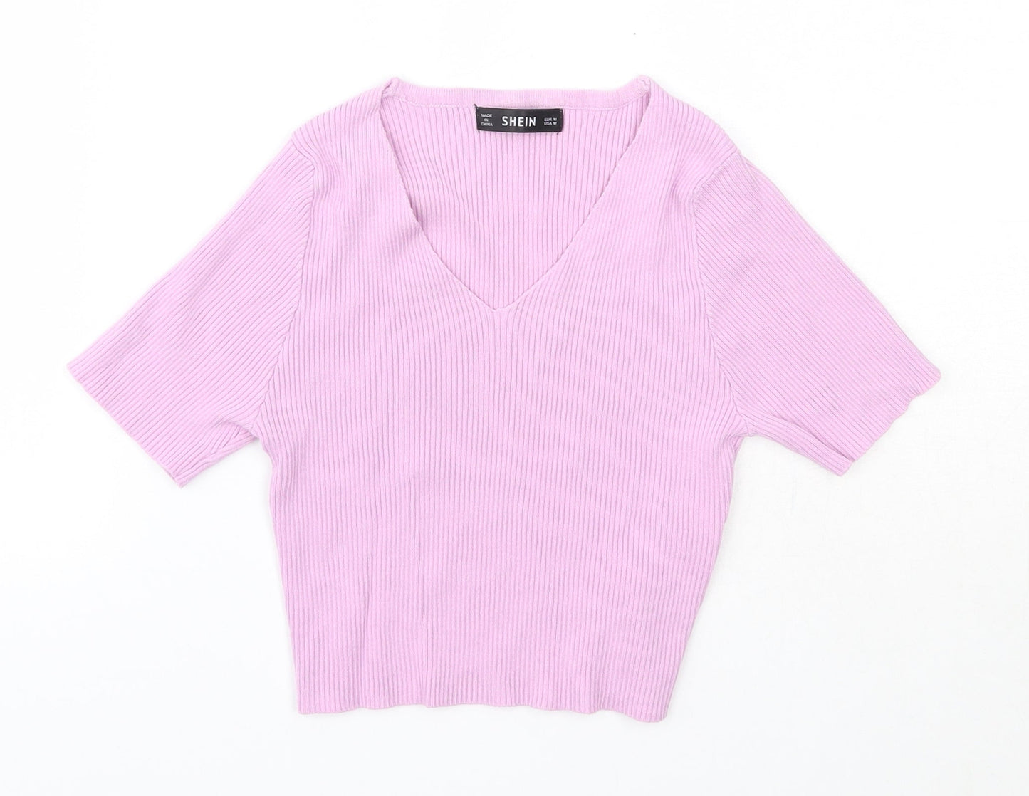 SheIn Womens Purple  Viscose Basic Blouse Size M V-Neck