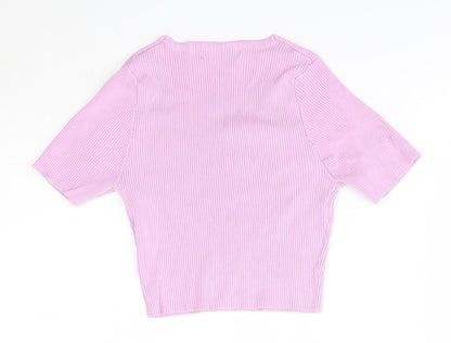 SheIn Womens Purple  Viscose Basic Blouse Size M V-Neck