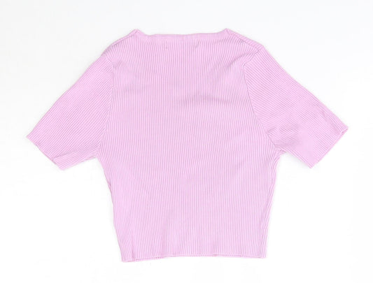 SheIn Womens Purple  Viscose Basic Blouse Size M V-Neck