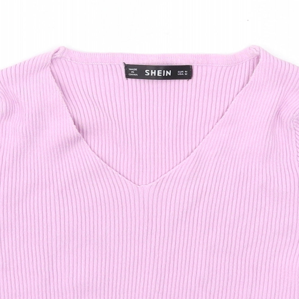SheIn Womens Purple  Viscose Basic Blouse Size M V-Neck