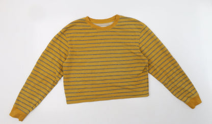 Womens UK Size L Pull & Bear Yellow Pullover Sweatshirt