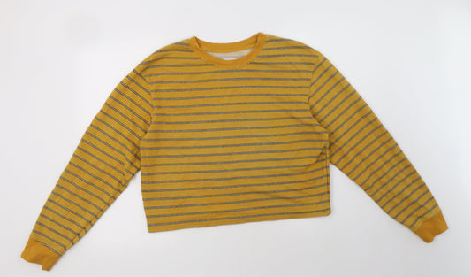 Womens UK Size L Pull & Bear Yellow Pullover Sweatshirt