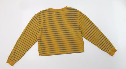 Womens UK Size L Pull & Bear Yellow Pullover Sweatshirt