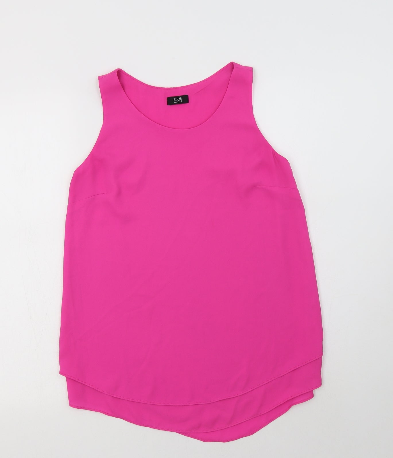 F&F Womens Pink  Polyester Basic Tank Size 6 Round Neck